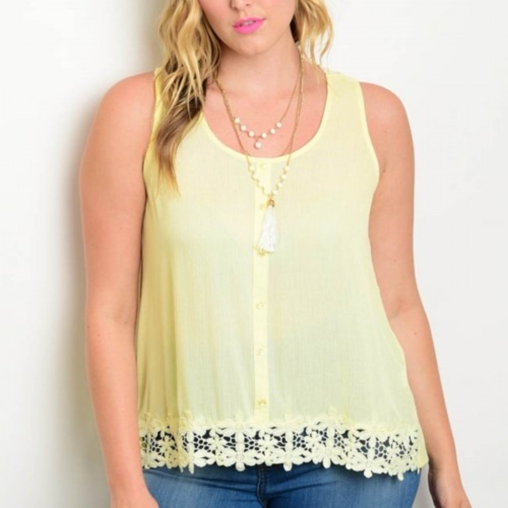 Plus Size Yellow Floral Tank Top 1X 2X 3X